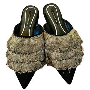 Zara Trafaluc Fringe Pointed Toe Loafers